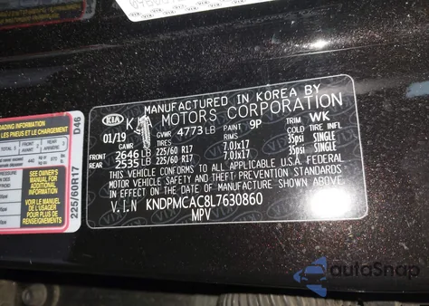 2020 Kia Sportage Lx z USA, uszkodzony, nr VIN KNDPMCAC8L7630860